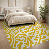 Intricate Yellow Geometric Area Rug