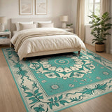 Blue and Teal Mandala Floral Persian Area Rug