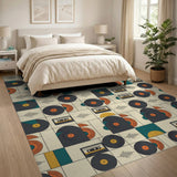Geometric Modern Multi-color and Patterns Retro Vinyl Record Geometric Area Rug