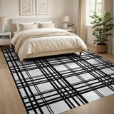 Black and White Black White Plaid Grid Area Rug