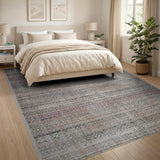 Distressed Multi-Color Striped Area Rug