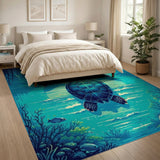 Majestic Sea Turtle Teal Area Rug