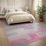 Pink Pink Grey Geometric Abstract Area Rug
