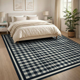 Black White Gingham Check Area Rug