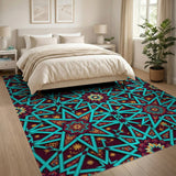 Heritage Tribal Teal Starburst Geometric Area Rug