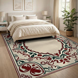 Multi-color and Patterns Ornate Red Floral Persian Border Rug