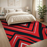 Bold Red Chevron Geometric Area Rug