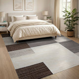 Brown Gray Geometric Block Area Rug