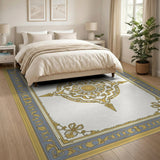 Gold and Silver Elegant Gold Medallion Persian Area Rug
