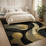 Gold and Silver Gold Swirl Geometric Area Rug