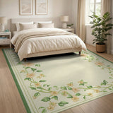 Floral Vine Border Cream Area Rug