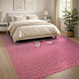 Fluffy Pink Shag Rug with Polka Dot Bow
