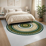 Intricate Green Mandala Round Area Rug