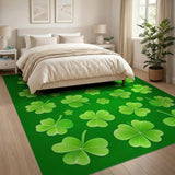 Green Lucky Four-Leaf Clover Green Area Rug