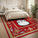 Festive Cartoon Snowman Area Rug