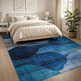 Blue Teal Abstract Mountain Peaks Rug