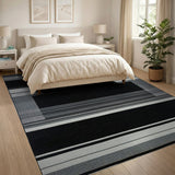 Black and White Striped Black White Striped Geometric Area Rug
