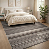 Modern Grey Striped Area Rug