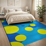 Playful Yellow Blue Bubble Area Rug