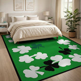 Green Kids Cartoon Lucky Shamrock Green Area Rug