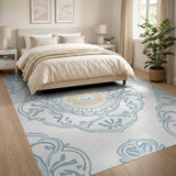 Teal Ornate Crown Medallion Rug