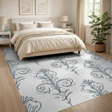 Teal Intricate Floral Swirl Area Rug