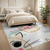 Playful Cartoon Kitty Faces Area Rug
