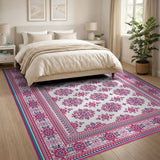 Pink Vibrant Pink Floral Persian Area Rug