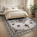 Ornate Red Floral Medallion Rug with Gold Frame