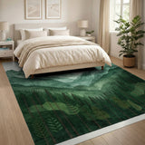 Serene Green Mountain Peaks Forest Area Rug