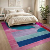 Bold Pink Geometric Circle Area Rug