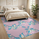 Pink Blue Floral Swirl Vintage Area Rug