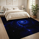 Cosmic Blue Spiral Galaxy Area Rug