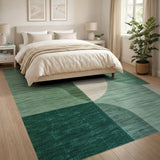 Green Green Geometric Abstract Area Rug