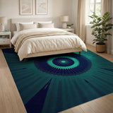 Navy Teal Mandala Radial Geometric Rug