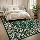 Ornate Emerald Green Persian Medallion Green Rug