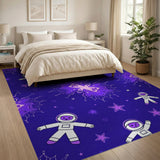 Purple Galaxy Astronauts Kids Area Rug