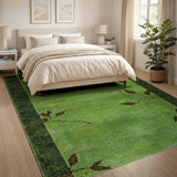 Emerald Green Leaf Branch Border Rug
