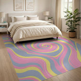 Multi-color and Patterns Swirling Pink Yellow Abstract Area Rug