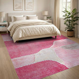Vibrant Pink Abstract Shag Area Rug