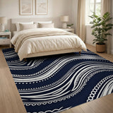Navy Blue Tribal Wave Area Rug