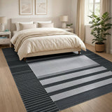 Bold Striped Geometric Modern Bold Black White Striped Geometric Area Rug