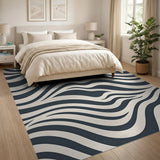 Modern Zebra Stripe Area Rug Black White