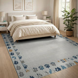 Playful Multi-Color Paw Print Border Rug