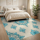 Teal Floral Mandala Vintage Area Rug