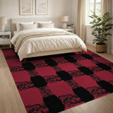 Red Distressed Red Black Buffalo Plaid Area Rug