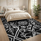 Intricate Black White Persian Motif Area Rug