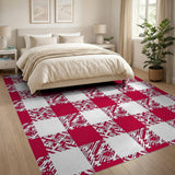 Bold Red Zigzag Check Area Rug