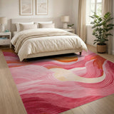 Pink Sunset Waves Area Rug