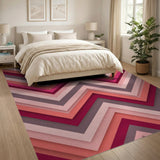 Layered Pink Chevron Area Rug